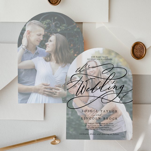 Romantic Calligraphy Faded Photo Arch Wedding  Invitation (Romantic Calligraphy Faded Photo Arch Wedding Invitation)