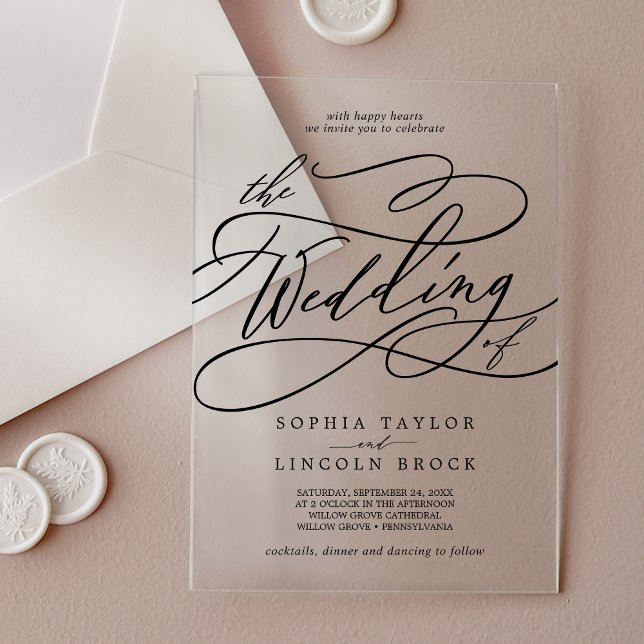 Romantic Calligraphy Fancy Elegant Classic Wedding Acrylic Invitations (Romantic Calligraphy Fancy Elegant Classic Wedding Acrylic Invitations)