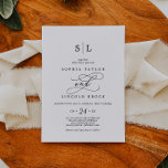 Romantic Calligraphy | Flourish Monogram Wedding Invitation<br><div class="desc">This romantic calligraphy flourish monogram wedding invitation is perfect for a simple wedding. The modern classic design features fancy swirls and whimsical flourishes with gorgeous elegant hand lettered typography.</div>