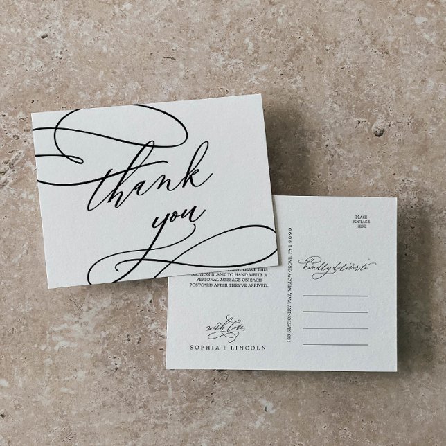 Romantic Calligraphy | Flourish Thank You Postcard (Creator Uploaded)
