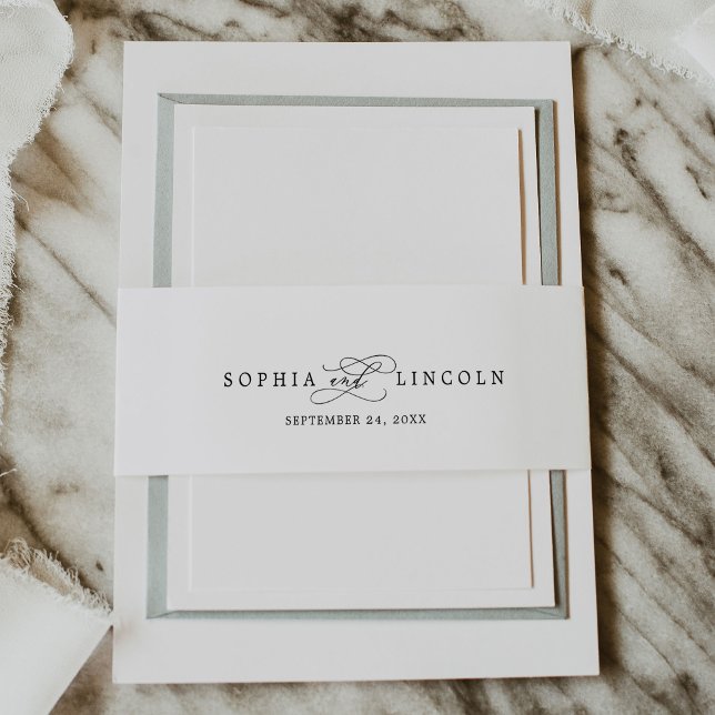 Romantic Calligraphy | Flourish Wedding Invitation Belly Band (Creator Uploaded)