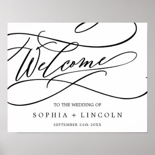 Romantic Calligraphy Flourish Welcome Wedding Poster