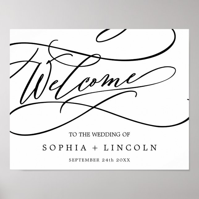 Romantic Calligraphy | Flourish Welcome Wedding Poster (Front)