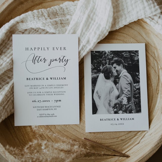 Romantic calligraphy Happily ever after party Invitation (Creator Uploaded)