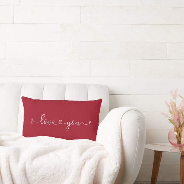 Romantic Calligraphy Love You Personalised Date Lumbar Cushion (Couch)