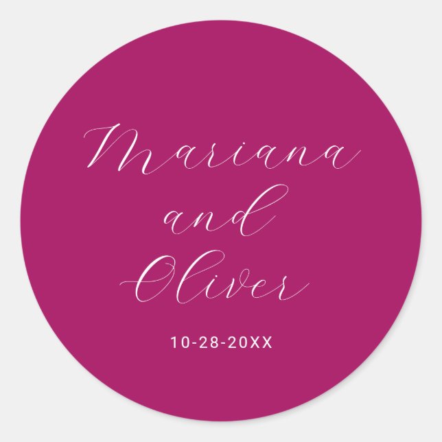 Romantic Calligraphy Magenta Envelope Seal (Front)