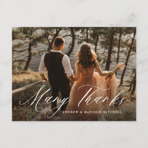 Romantic Calligraphy Many Thanks Photo Thank You Postcard