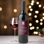 Romantic Calligraphy Merry Christmas Burgundy<br><div class="desc">This Christmas wine label features elegant and romantic swirly calligraphy lettering,  accented with a winter berry holly bouquet . For more advanced customisation of this design,  please click the BLUE DESIGN TOOL BUTTON. Matching items are also available.</div>
