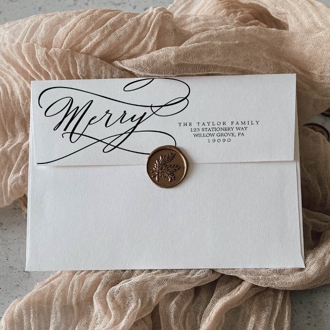 Romantic Calligraphy Merry Christmas Card Envelope (Creator Uploaded)