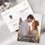 Romantic Calligraphy Merry Christmas Photo<br><div class="desc">This Christmas photo postcard featuring elegant and romantic swirly calligraphy lettering with pinecone twigs,  stars and custom text message on the back. For more advanced customisation of this design,  please click the BLUE DESIGN TOOL BUTTON above!</div>