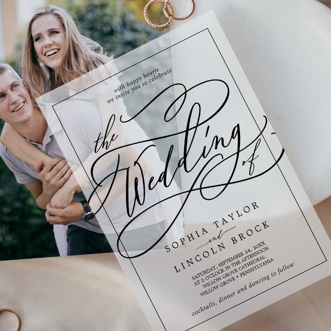 Romantic Calligraphy Modern Simple Elegant Wedding Vellum Invitations (Romantic Calligraphy Modern Simple Elegant Wedding Vellum Invitations)