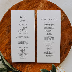 Romantic Calligraphy Monogram Wedding Program Programme