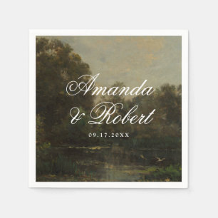 Romantic Calligraphy Names Fine Art Wedding Napkin