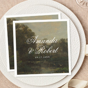 Romantic Calligraphy Names Fine Art Wedding Napkin