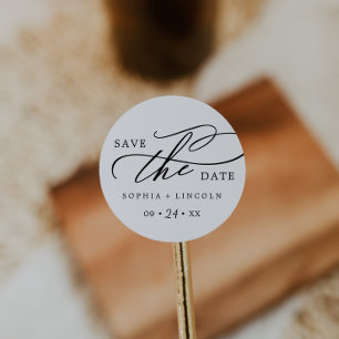 Romantic Calligraphy Names Save the Date Sticker