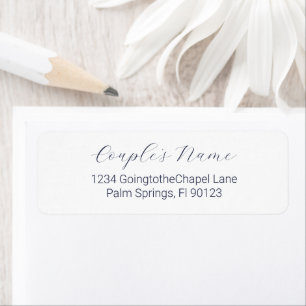 Romantic Calligraphy Navy Blue Return Address