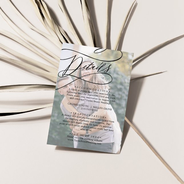 Romantic Calligraphy Photo Details Enclosure Card (Creator Uploaded)