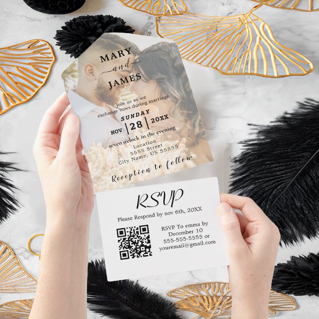 Romantic Calligraphy Photo Wedding  All In One Invitation (Romantic Photo Wedding All In One Invitation
)