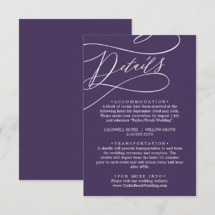 Romantic Calligraphy Plum Purple Details Enclosure Card