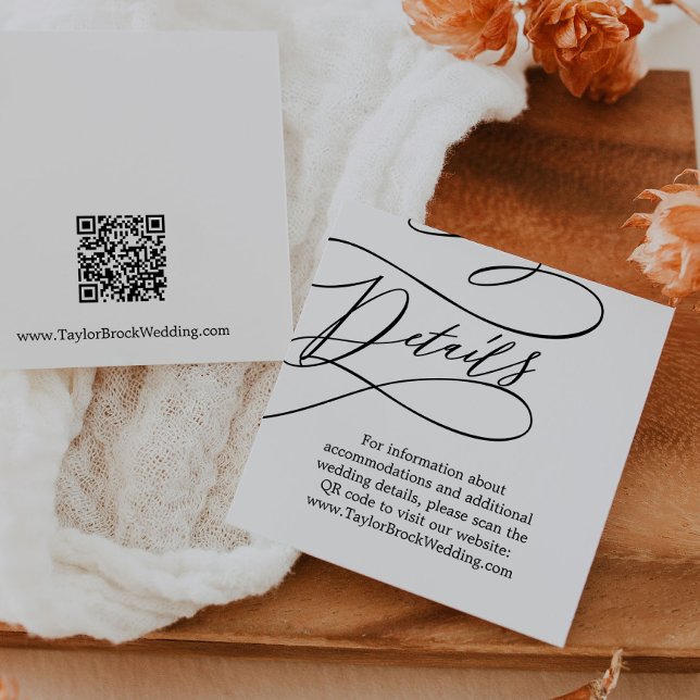Romantic Calligraphy QR Code Wedding Details Enclosure Card (Creator Uploaded)