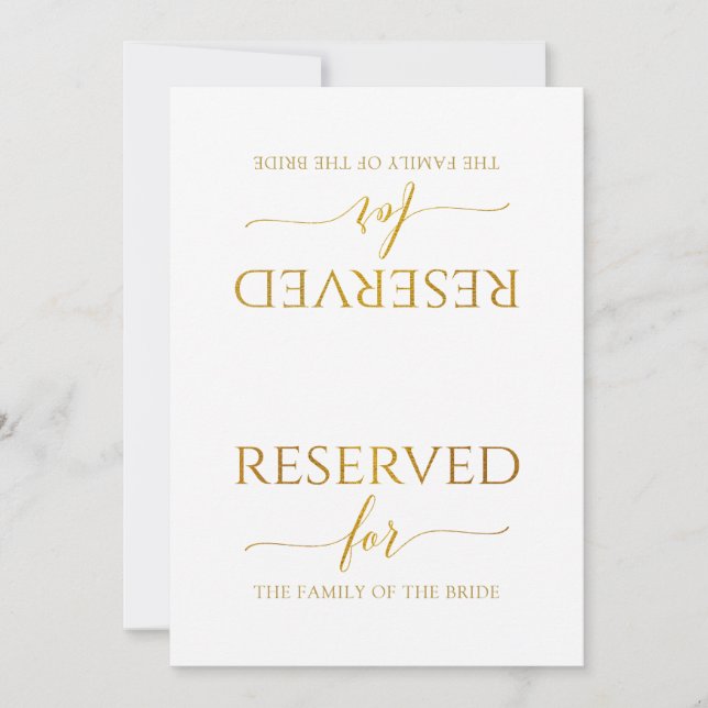 Romantic Calligraphy Reserved Sign Tent- Faux Foil Invitation (Front)