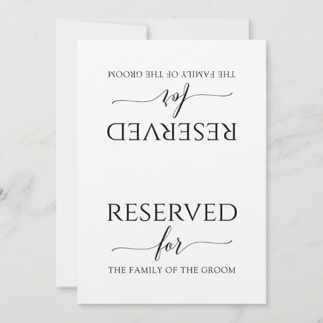 Romantic Calligraphy Reserved Sign Tent (Kraft) Invitation (Front)