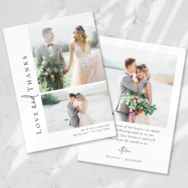 Romantic Calligraphy Script Multiple Photo Wedding Thank You Card (Creator Uploaded)