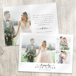 Romantic Calligraphy Script Multiple Photo Wedding Thank You Card