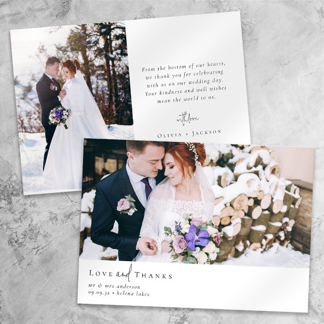 Romantic Calligraphy Script Photo Wedding Thank You Card (Creator Uploaded)