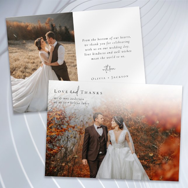 Romantic Calligraphy Script Photo Wedding Thank You Card (Creator Uploaded)