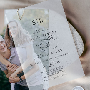 Romantic Calligraphy Simple Classic Modern Wedding Vellum Invitations