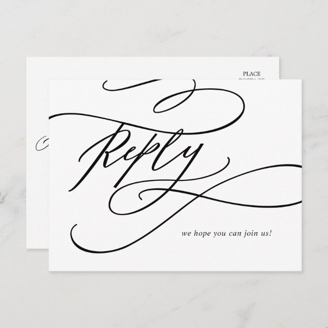 Romantic Calligraphy Song Request RSVP Postcard (Front/Back)