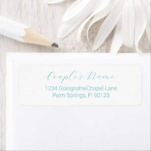 Romantic Calligraphy Teal Return Address