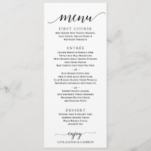 Romantic Calligraphy Wedding Menu 4 x 9 Black
