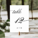 Romantic Calligraphy Wedding Number 12, Table Number<br><div class="desc">Table 12. Please check all available numbers. | Romantic and elegant swirly calligraphy wedding table number with monograms.  For more advanced customisation of this design,  please click the BLUE DESIGN TOOL BUTTON above!</div>