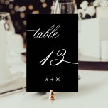 Romantic Calligraphy Wedding Number 13, Black Table Number<br><div class="desc">Table 13. Please check all available numbers. | Romantic and elegant swirly calligraphy wedding table number with monograms.  For more advanced customisation of this design,  please click the BLUE DESIGN TOOL BUTTON above!</div>