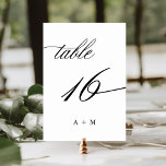 Romantic Calligraphy Wedding Number 16, Table Number<br><div class="desc">Table 16. Please check all available numbers. | Romantic and elegant swirly calligraphy wedding table number with monograms.  For more advanced customisation of this design,  please click the BLUE DESIGN TOOL BUTTON above!</div>
