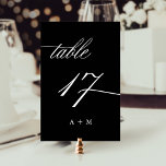 Romantic Calligraphy Wedding Number 17, Black Table Number<br><div class="desc">Table 17. Please check all available numbers. | Romantic and elegant swirly calligraphy wedding table number with monograms.  For more advanced customisation of this design,  please click the BLUE DESIGN TOOL BUTTON above!</div>