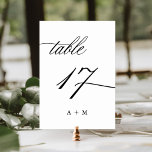 Romantic Calligraphy Wedding Number 17, Table Number<br><div class="desc">Table 17. Please check all available numbers. | Romantic and elegant swirly calligraphy wedding table number with monograms.  For more advanced customisation of this design,  please click the BLUE DESIGN TOOL BUTTON above!</div>