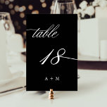 Romantic Calligraphy Wedding Number 18, Black Table Number<br><div class="desc">Table 18. Please check all available numbers. | Romantic and elegant swirly calligraphy wedding table number with monograms.  For more advanced customisation of this design,  please click the BLUE DESIGN TOOL BUTTON above!</div>