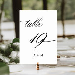 Romantic Calligraphy Wedding Number 19, Table Number<br><div class="desc">Table 19. Please check all available numbers. | Romantic and elegant swirly calligraphy wedding table number with monograms.  For more advanced customisation of this design,  please click the BLUE DESIGN TOOL BUTTON above!</div>