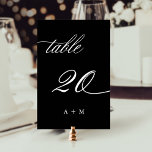 Romantic Calligraphy Wedding Number 20, Black Table Number<br><div class="desc">Table 20. Please check all available numbers. | Romantic and elegant swirly calligraphy wedding table number with monograms.  For more advanced customisation of this design,  please click the BLUE DESIGN TOOL BUTTON above!</div>