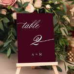Romantic Calligraphy Wedding Number 2, Burgundy  Table Number<br><div class="desc">Table 2. Please check all available numbers. | Romantic and elegant swirly calligraphy wedding table number.  For more advanced customisation of this design,  please click the BLUE DESIGN TOOL BUTTON above!</div>