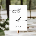 Romantic Calligraphy Wedding Number 4, Table Number<br><div class="desc">Table 4. Please check all available numbers. | Romantic and elegant swirly calligraphy wedding table number with initials.  For more advanced customisation of this design,  please click the BLUE DESIGN TOOL BUTTON above!</div>