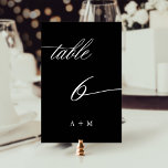 Romantic Calligraphy Wedding Number 6, Black Table Number<br><div class="desc">Table 6. Please check all available numbers. | Romantic and elegant swirly calligraphy wedding table number with monograms.  For more advanced customisation of this design,  please click the BLUE DESIGN TOOL BUTTON above!</div>