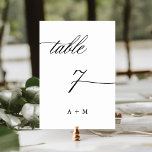Romantic Calligraphy Wedding Number 7, Table Number<br><div class="desc">Table 7. Please check all available numbers. | Romantic and elegant swirly calligraphy wedding table number with monograms.  For more advanced customisation of this design,  please click the BLUE DESIGN TOOL BUTTON above!</div>