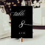 Romantic Calligraphy Wedding Number 8, Black Table Number<br><div class="desc">Table 8. Please check all available numbers. | Romantic and elegant swirly calligraphy wedding table number with monograms.  For more advanced customisation of this design,  please click the BLUE DESIGN TOOL BUTTON above!</div>