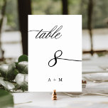 Romantic Calligraphy Wedding Number 8, Table Number<br><div class="desc">Table 8. Please check all available numbers. | Romantic and elegant swirly calligraphy wedding table number with monograms.  For more advanced customisation of this design,  please click the BLUE DESIGN TOOL BUTTON above!</div>