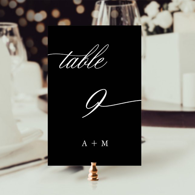 Romantic Calligraphy Wedding Number 9, Black Table Number (Creator Uploaded)