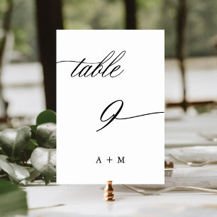 Romantic Calligraphy Wedding Number 9, Table Number